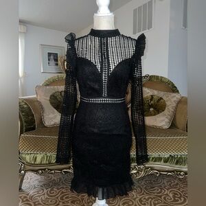 PrettyLittleThing Black Long Sleeve Dress